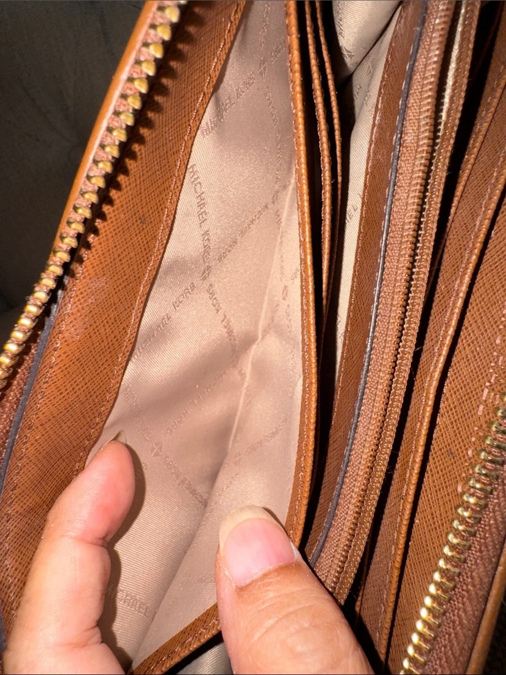Michael Kors Brown Signature MK Zip Wallet